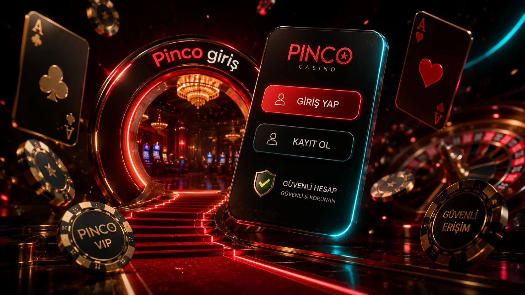 Pinco ana sayfasında giriş ve kayıt alanlarının görünümü